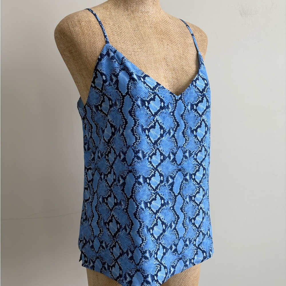 L'AGENCE Jane Paloma Snake Print Cami in Blue SMALL - Picture 4 of 8